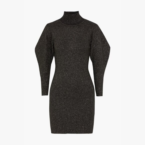 A.L.C. Samuel Lurex Turtleneck Mini Dress Sz Small in Black Mid-weight Knit - Picture 2 of 8